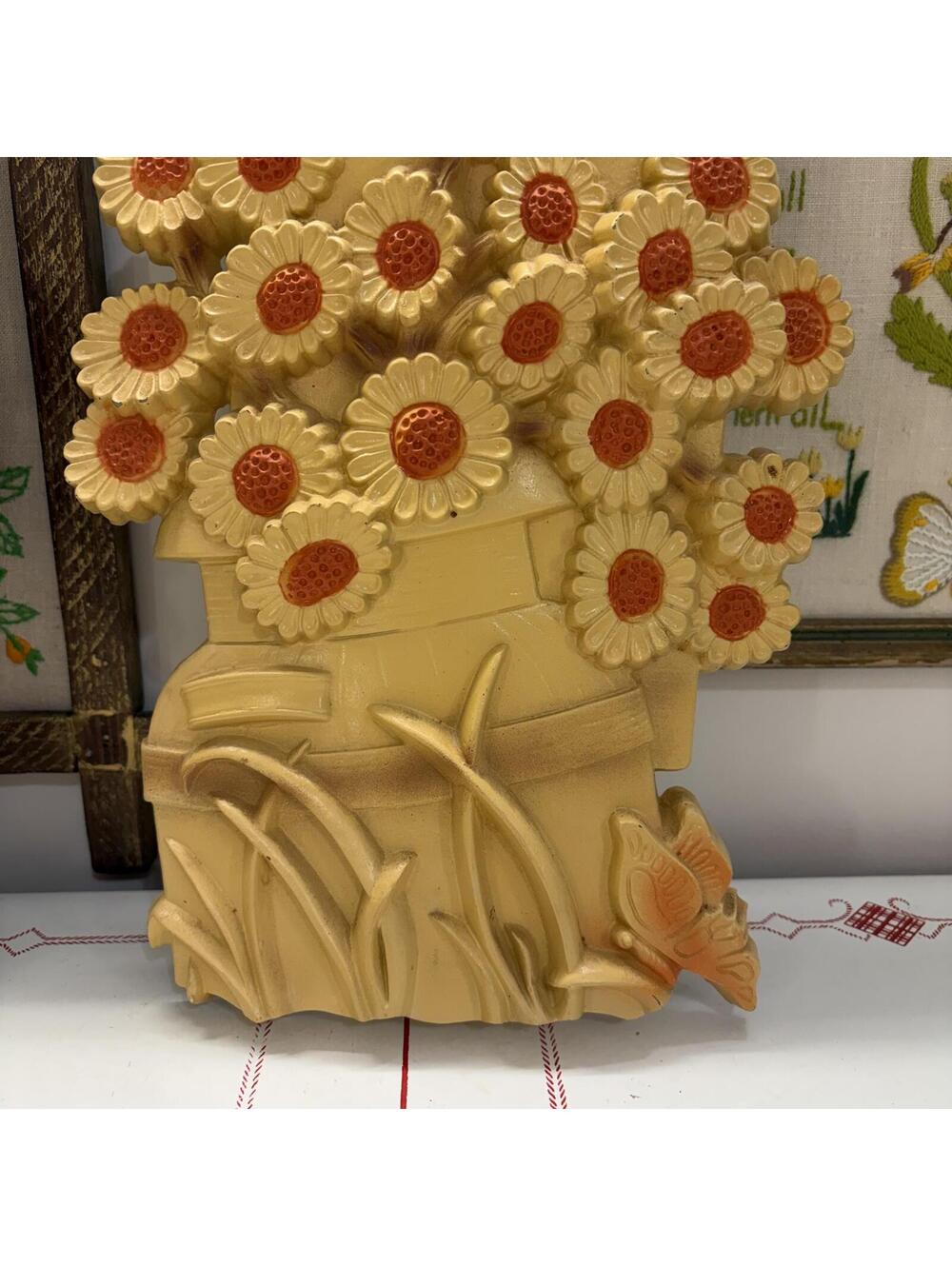Floral 3d wall art vintage 70s - Picture 2 of 6